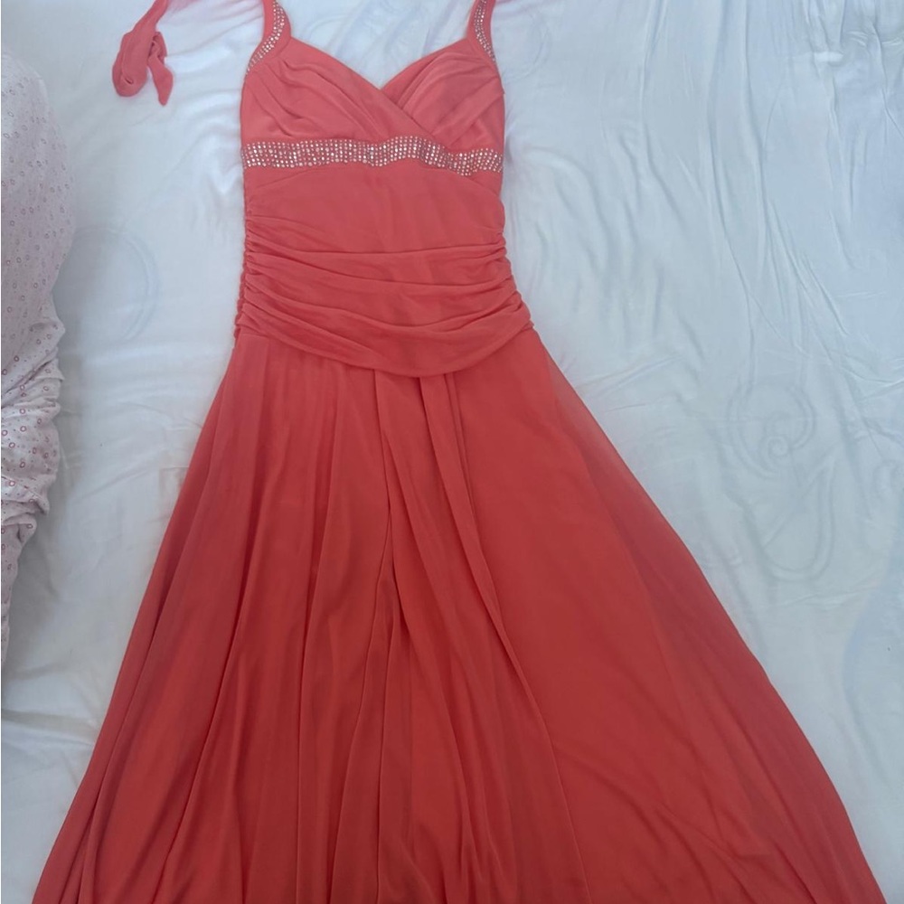 Elegant Coral Evening Dress